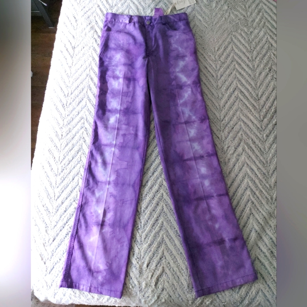 Urban renewal one-of-a-kind tiedye purple pants